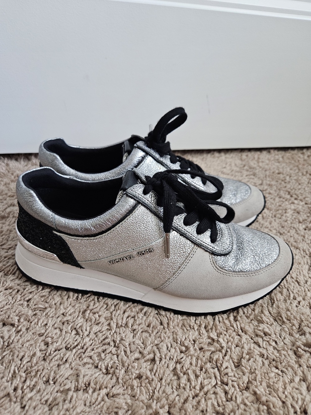 MICHAEL Kors Allie Trainer Women's Silver & Black Sneakers